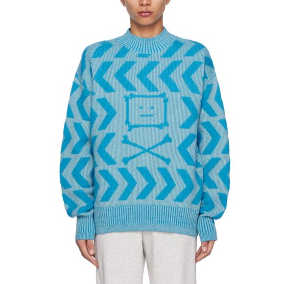 Acne Studios Blue Pattern Sweater - Picture 1 of 4
